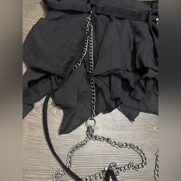 NWT Dolls Kill / Darker Wavs Warp Mini Skirt With Leg Chains - Picture 4 of 5